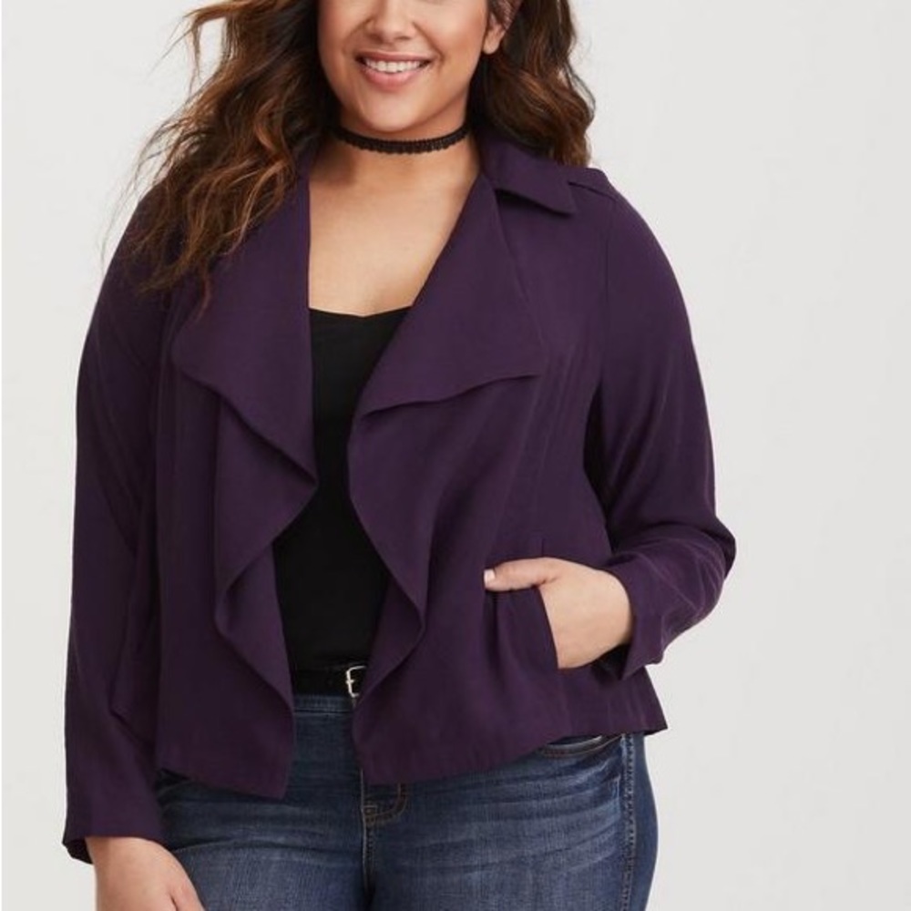 Torrid Twill Drape Jacket in Purple Indigo Size 4